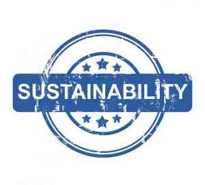 A sustainability business stamp isolated on white background